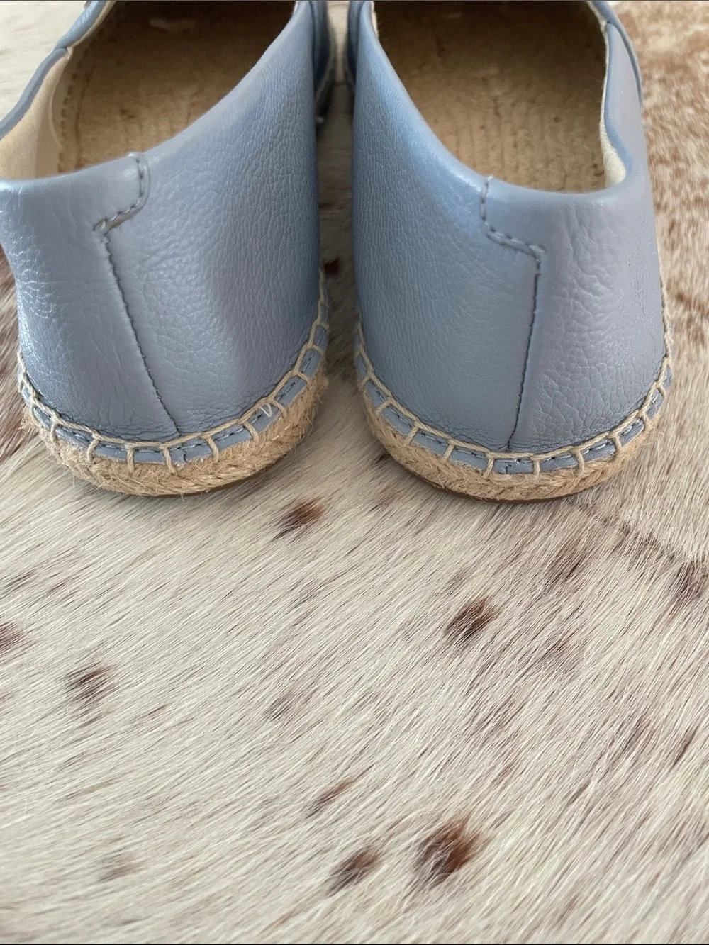Michael Kors Light Blue Leather Espadrille Flats with Jute Trim